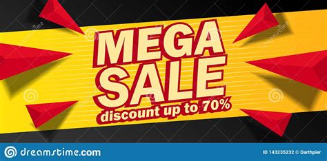 Mega Sale Banner With Yellow And Black Background Discount Up To 70 Off