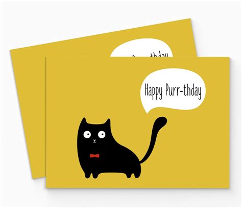 Printable Funny Cat Birthday Card Digial Cat Birthday Card Cute Cat