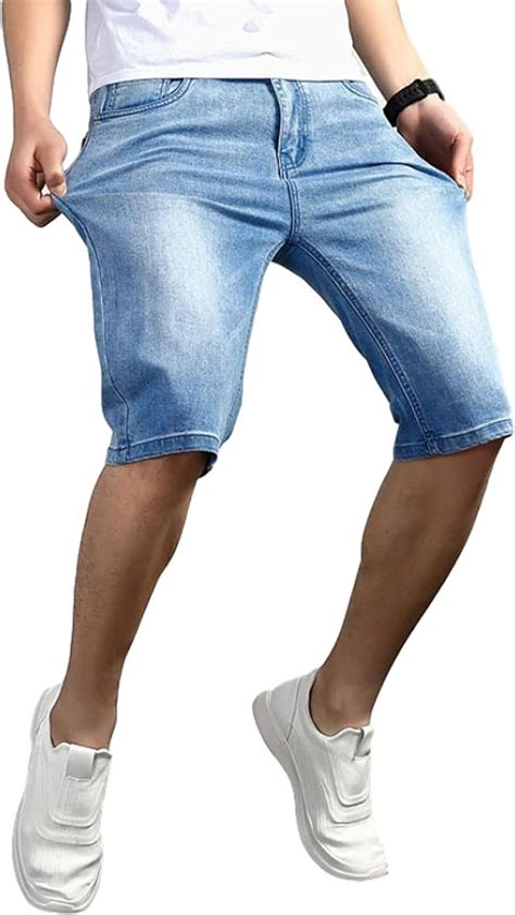 Zyueer Mens Fashion Denim Shorts Classic Basic Slim Fit Thin Stretch