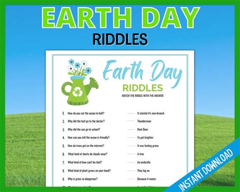 Earth Day Riddles For Kids Printable Earth Day Jokes Earth Day
