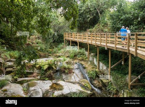 Hiking Route On Wooden Walkways Following River Fraga And Ancient Water