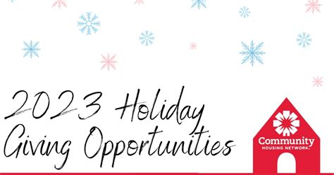 community housing network inc holiday giving opportunities