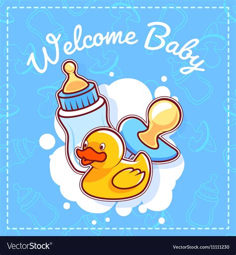 Baby Shower Card Welcome Baby Royalty Free Vector Image