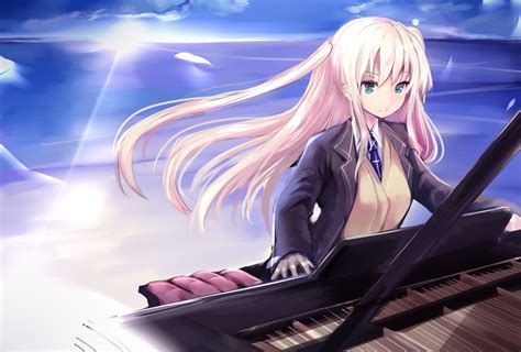 The most beautiful anime and manga wallpapers hd deskop backgrounds. anime girls, Piano, Sea, Beach Wallpapers HD / Desktop and ...