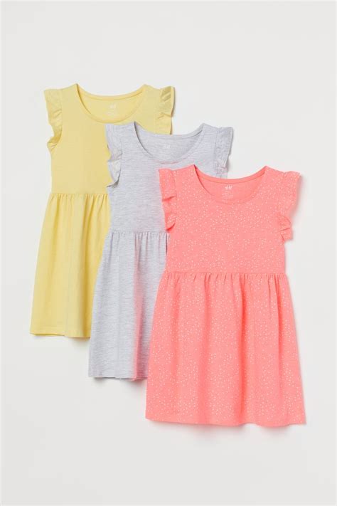 3 Pack Jersey Dresses Corallight Yellow Kids Handm Us