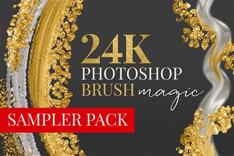 24k Liquid Metallic Gold Photoshop Brush Preview Cover Image Sampler