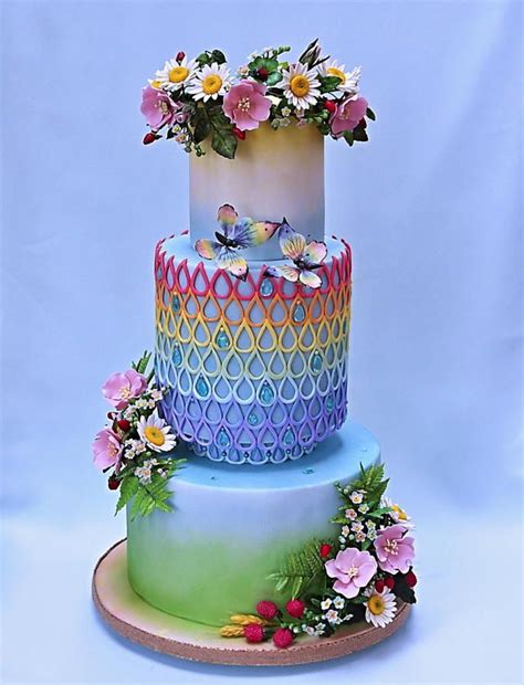 Summer Rainbow Wedding Cake Rainbow Wedding Cake Cake Wedding Cakes