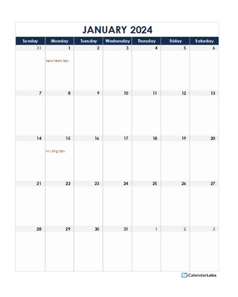 2024 Printable Calendar Full Year Calendar Grid Style Printable 2024