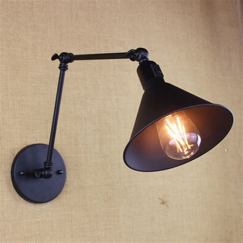 Metal Black Industrial Swing Arm Wall Sconce Wall Lamp Light Fixture In