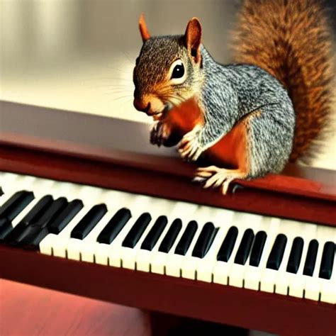 Squirrel Playing The Piano With Keyboard Visible Hyper Stable