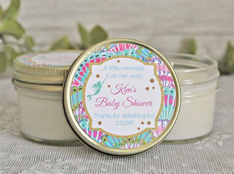 Mermaid Baby Shower Favors Personalized 4oz Candle Favors Etsy