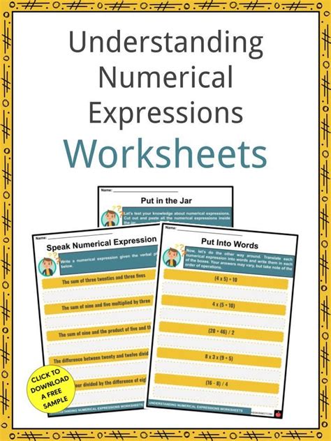 Write Simple Expressions That Record Calculations With Numbers Worksheets