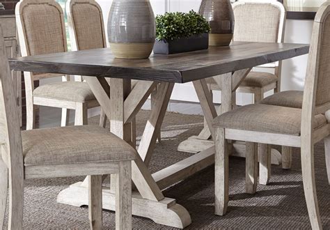 Willowrun Rustic White Trestle Dining Table From Liberty Coleman