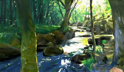 Golitha Falls Downstream Lawrence Dyer Art