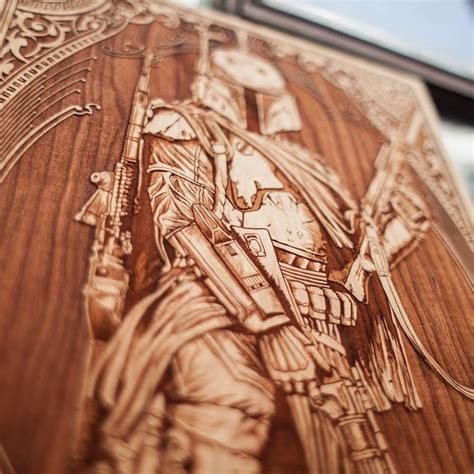 Laser Engraved Wooden Poster By Spacewolf Starwars Laser Engraving