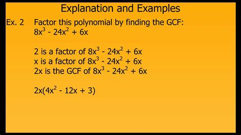 Factoring Polynomials Using Gcf Youtube