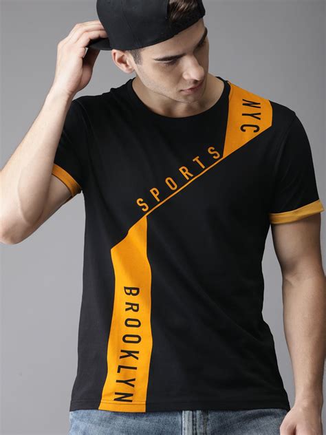 buy moda rapido men black printed round neck t shirt tshirts for men 8683507 myntra cool