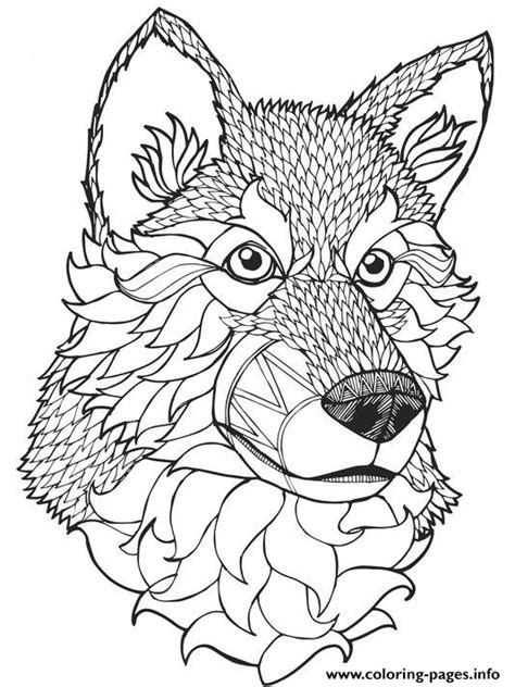 High Quality Wolf Mandala Adult Coloring Page Printable