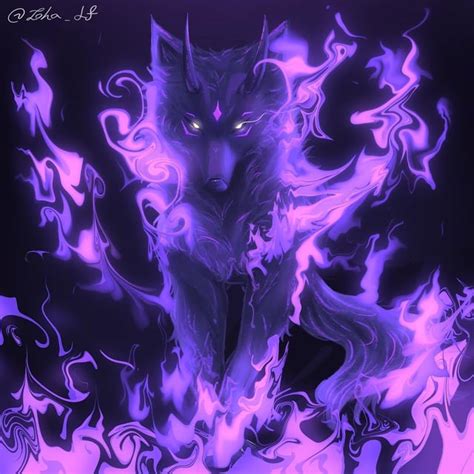 Violet Aether Flame Spirit Wolf Art By Zohadf On Ig R