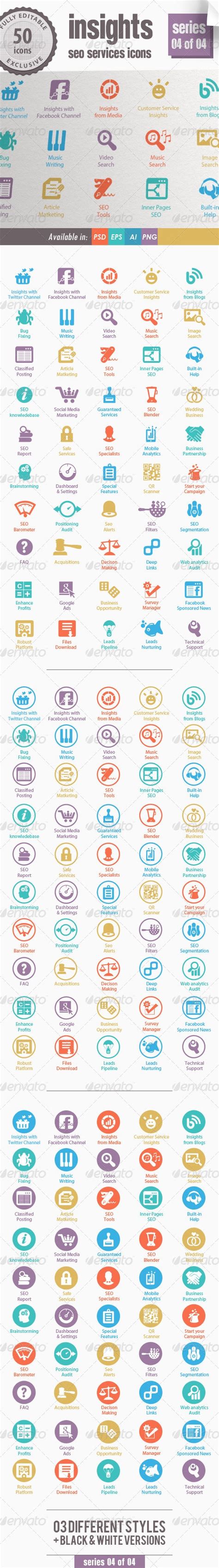 Insights Seo Services Icons Series 04 Of 04 By Kh2838 Graphicriver