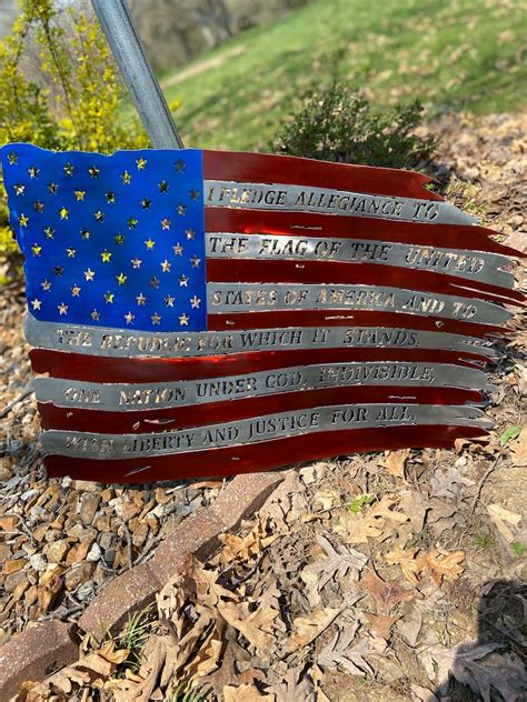 Pledge Of Allegiance American Flag Metal Art Etsy