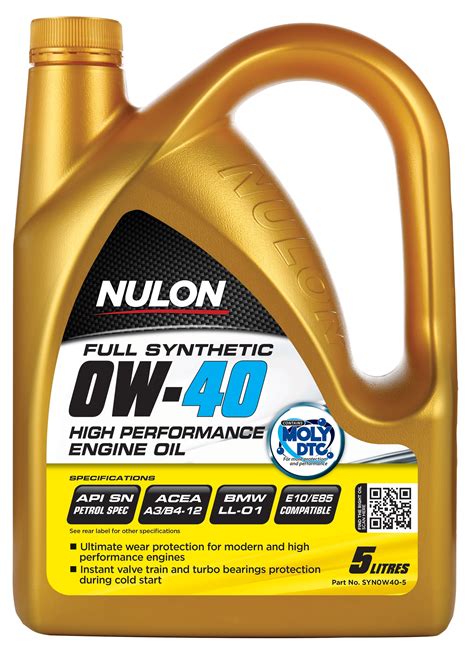 You have the assurance that your engine is getting top quality oil to keep it functioning optimally. Nulon Full Synthetic 0W40 High Performance Engine Oil 5L ...