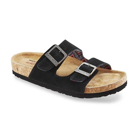 Skechers Womens Relaxed Fit Double Strap Black Sandal