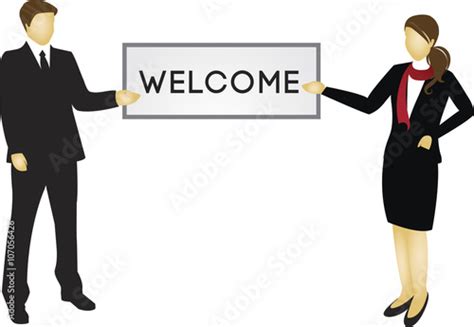 Vector Image Of Business People Welcoming Guest Stock Image And