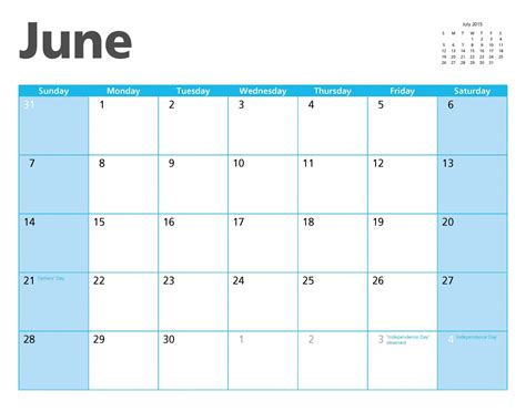 June 2015 Calendar Page Free Stock Photo Public Domain Pictures