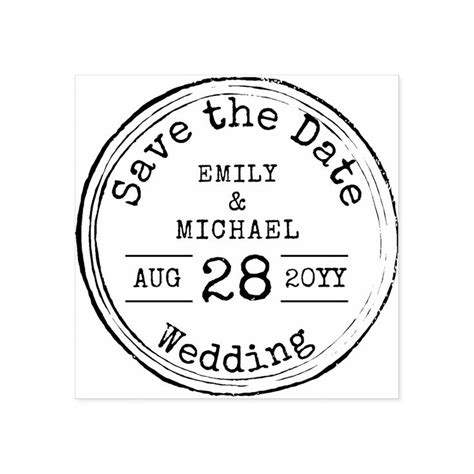 Typewriter Font Save The Date Wedding Rubber Stamp Zazzle
