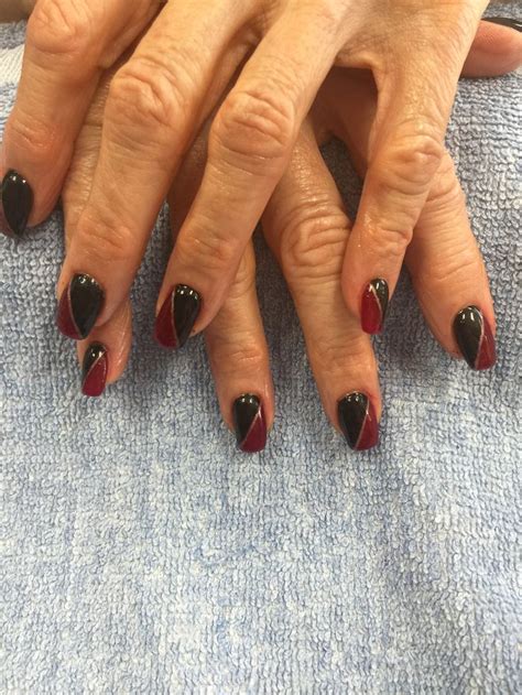 Black And Dark Red Nails Design By Kayla Le Dark Red Nails Red Nail