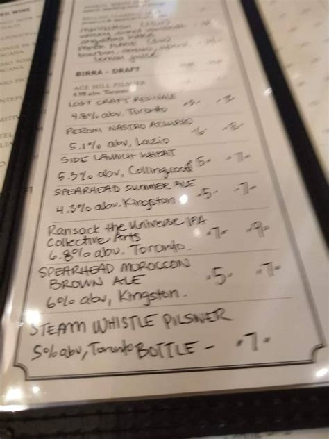 Menu at Pizzeria Libretto - University, Toronto, 155 University Ave