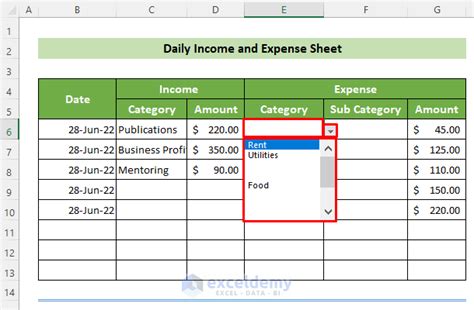 How To Create A Daily Expense Record In Microsoft Excel Printable