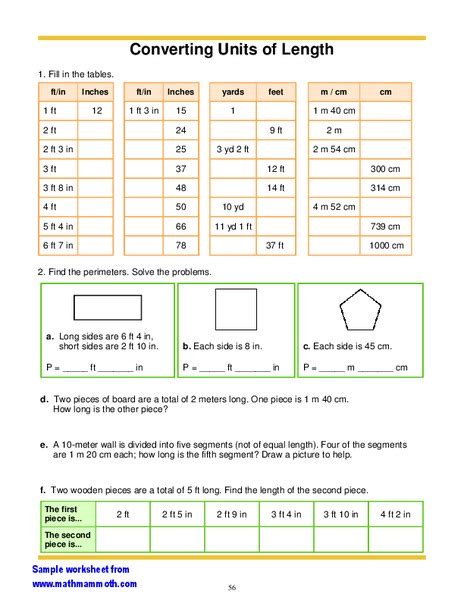 Converting Units Of Length Worksheet