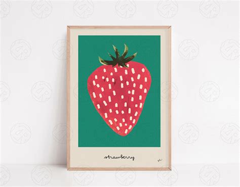 The Strawberries Poster Flower Print Travel Poster Kitchen Etsy Uk