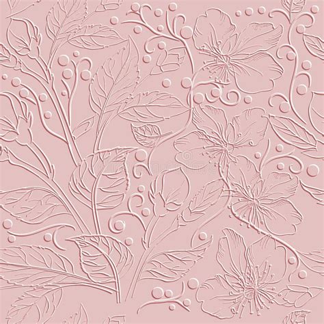 Embossed Floral Line Art Tracery 3d Seamless Pattern Ornamental