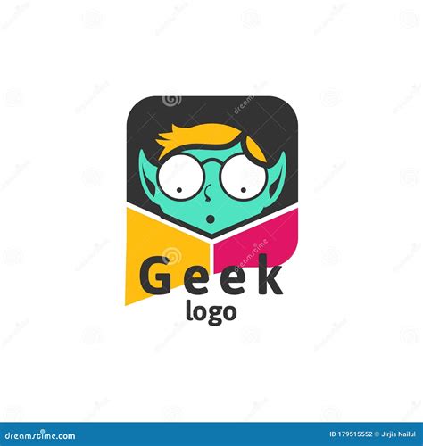 Geek Logo Design Template With Face In Glasses Vector Illustration