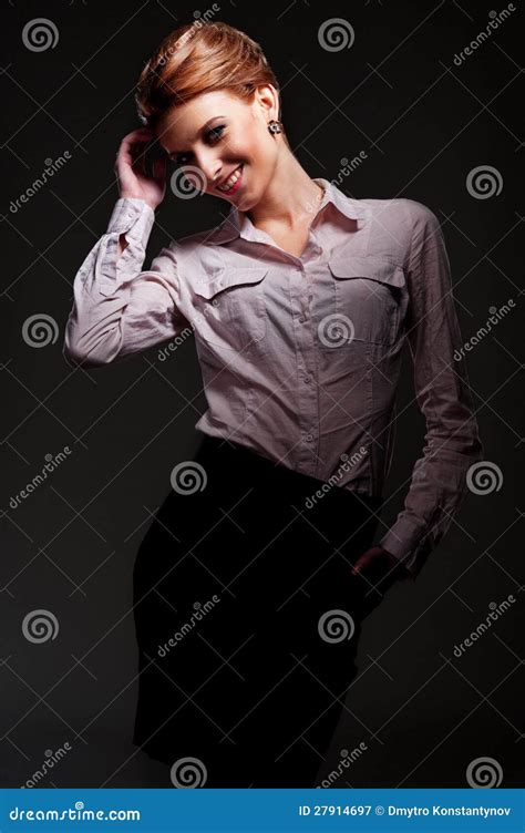 Alluring Woman Posing Over Dark Background Stock Image Image Of Model