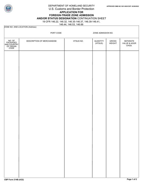Cbp Form 214b Download Fillable Pdf Or Fill Online Application For