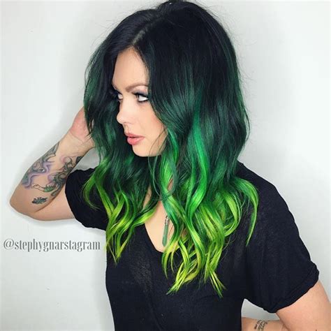 Black Hair Green Tips