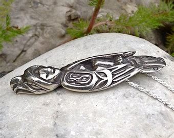 Silver Paddle Necklace Alaskan Native Style Cast In Eco Etsy