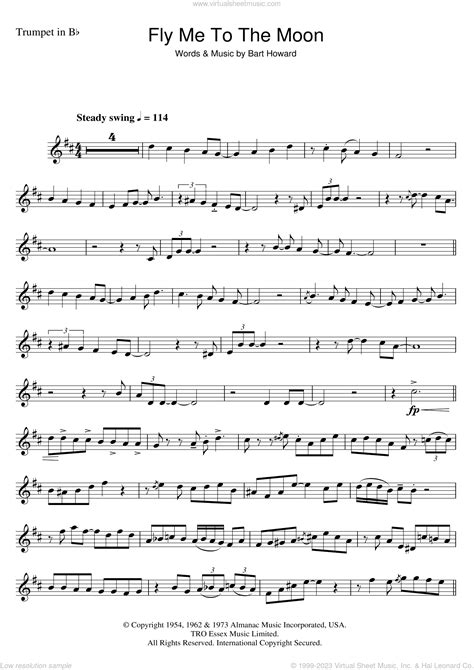 London Fly Me To The Moon In Other Words Sheet Music For Trumpet Solo