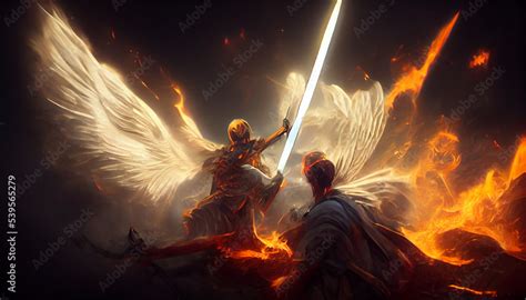 An Angel Fights With A Demon Eternal Battle Good Vs Evil Inspired By Bible And Egyptian