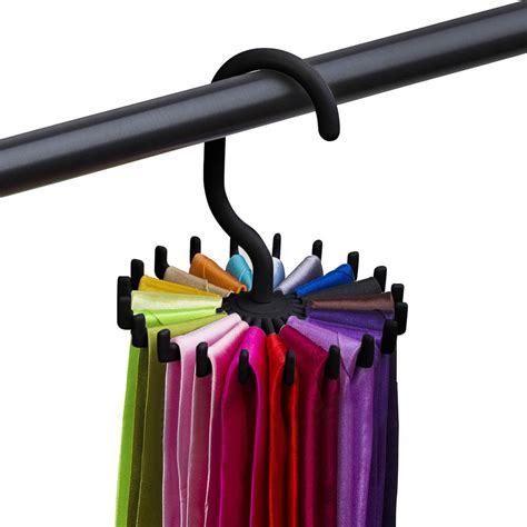 Rotating Tie Rack Adjustable Tie Hanger Holds 20 Neck Ties Tie