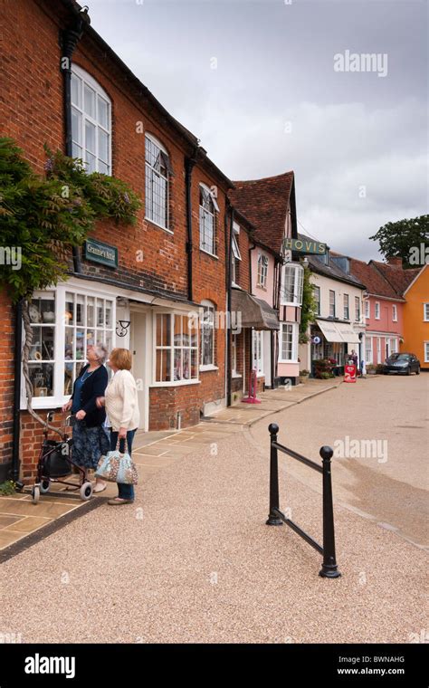 Shoppers In The Suffolk Market Town Of Lavenham Stock Photo Alamy
