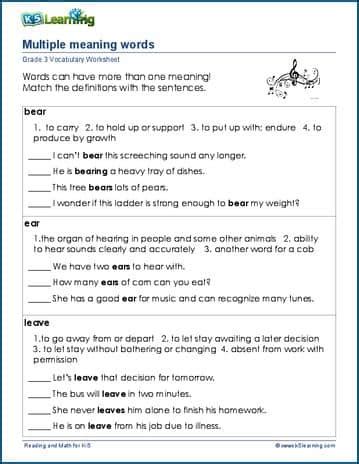 Nd Grade Vocabulary Worksheets Printable And Organized By Subject K Learning Journeys Grade