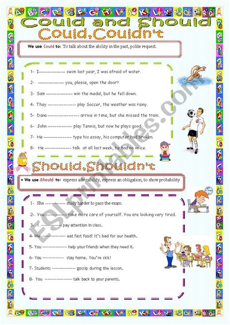 Could And Should Key Is Included Esl Worksheet By Saamm