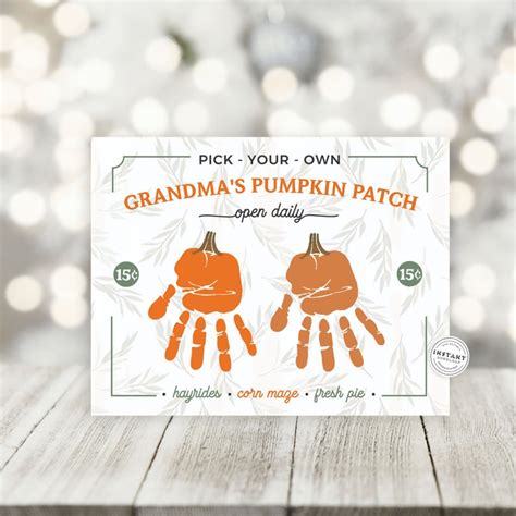 Editable Pumpkin Patch Handprint Craft Pumpkin Patch Fall Etsy