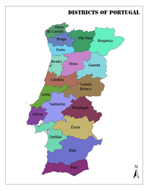 Mapa De Distritos De Portugal Freemap Mapas Mapa Portugal Imprimir