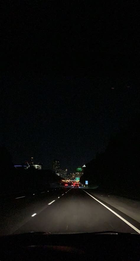 Late Night Drive Into The City Night Landscape Sky Aesthetic Night